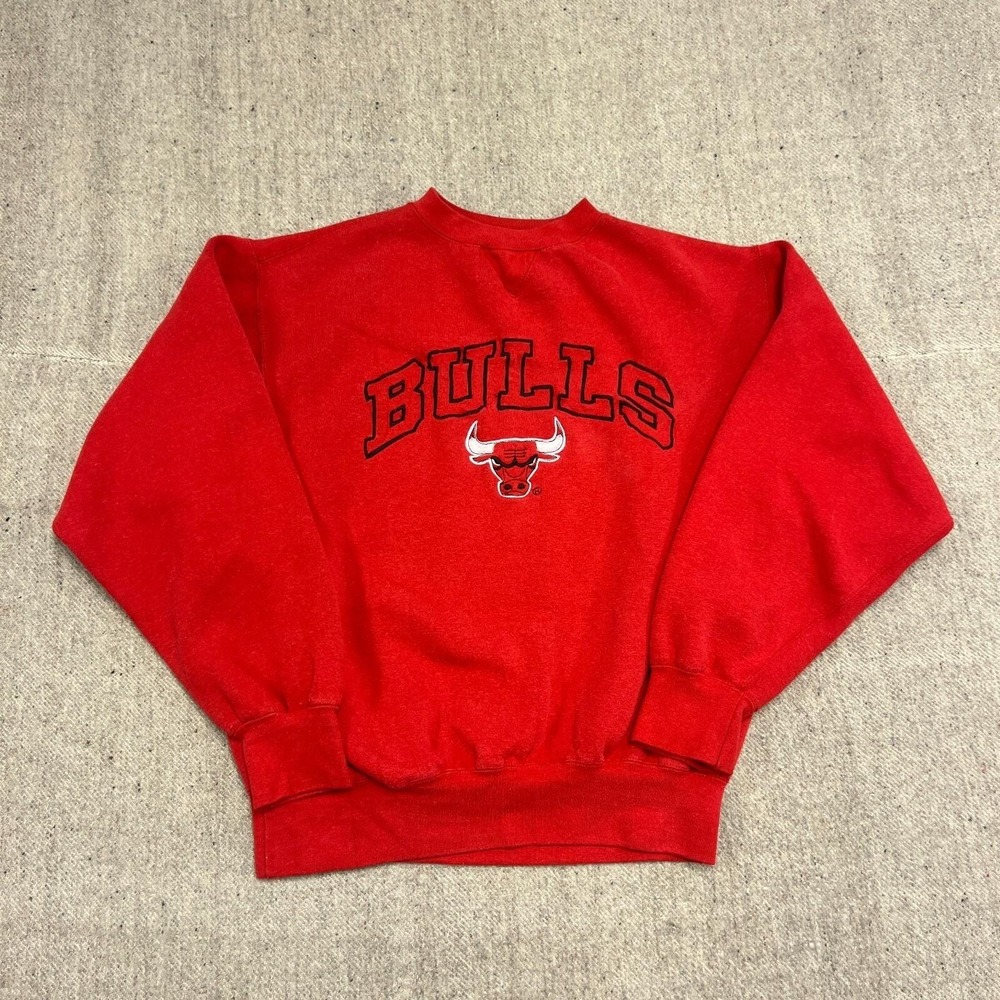 Vintage Chicago Bulls Sweatshirt Mens‎ Large Red 1990s NBA Logo 7